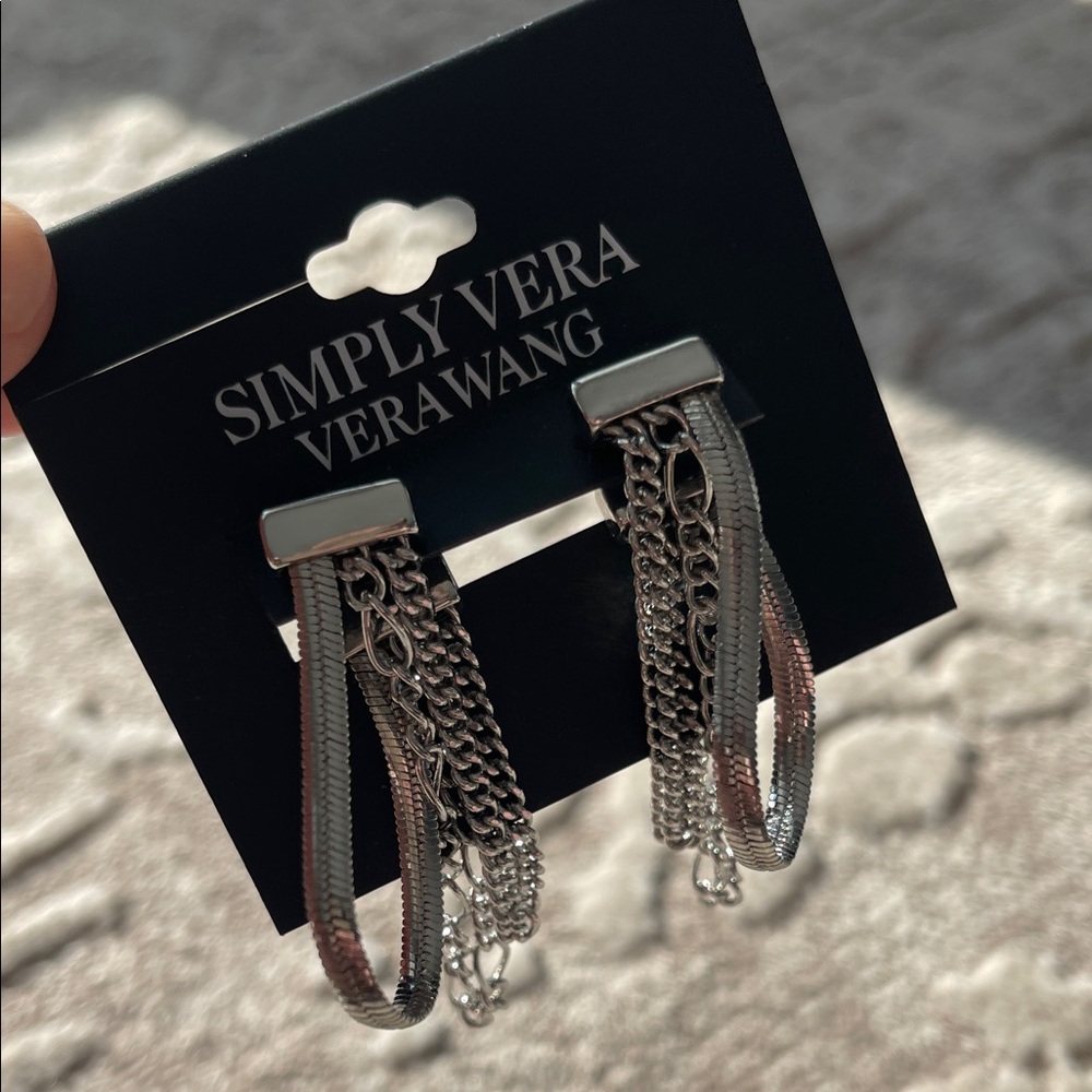 Simply Vera Vera Wang Silver Multi-Chain Earrings